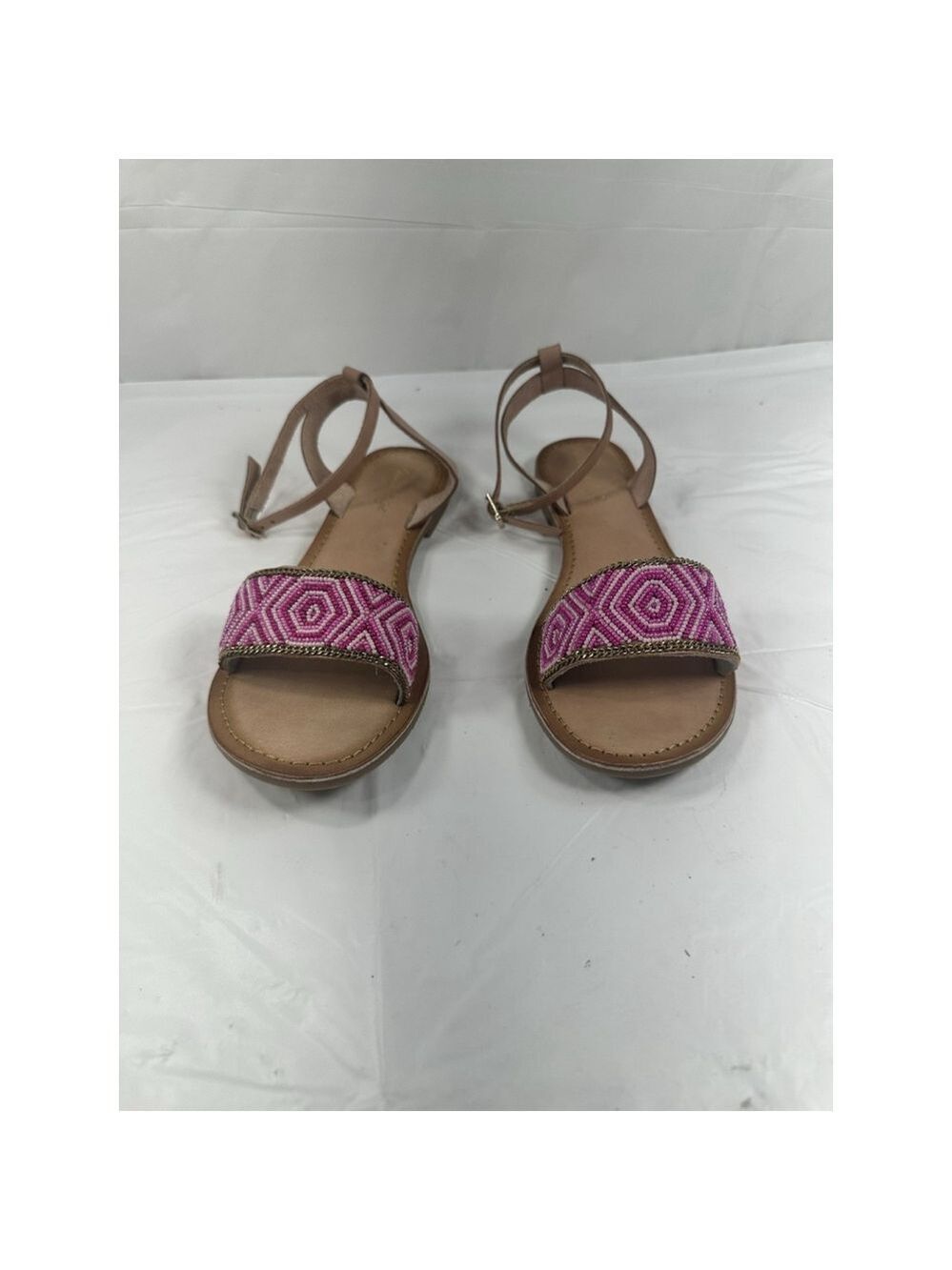 Charlie Paige Leather Boho Sandals Beaded SIZE 9 India New